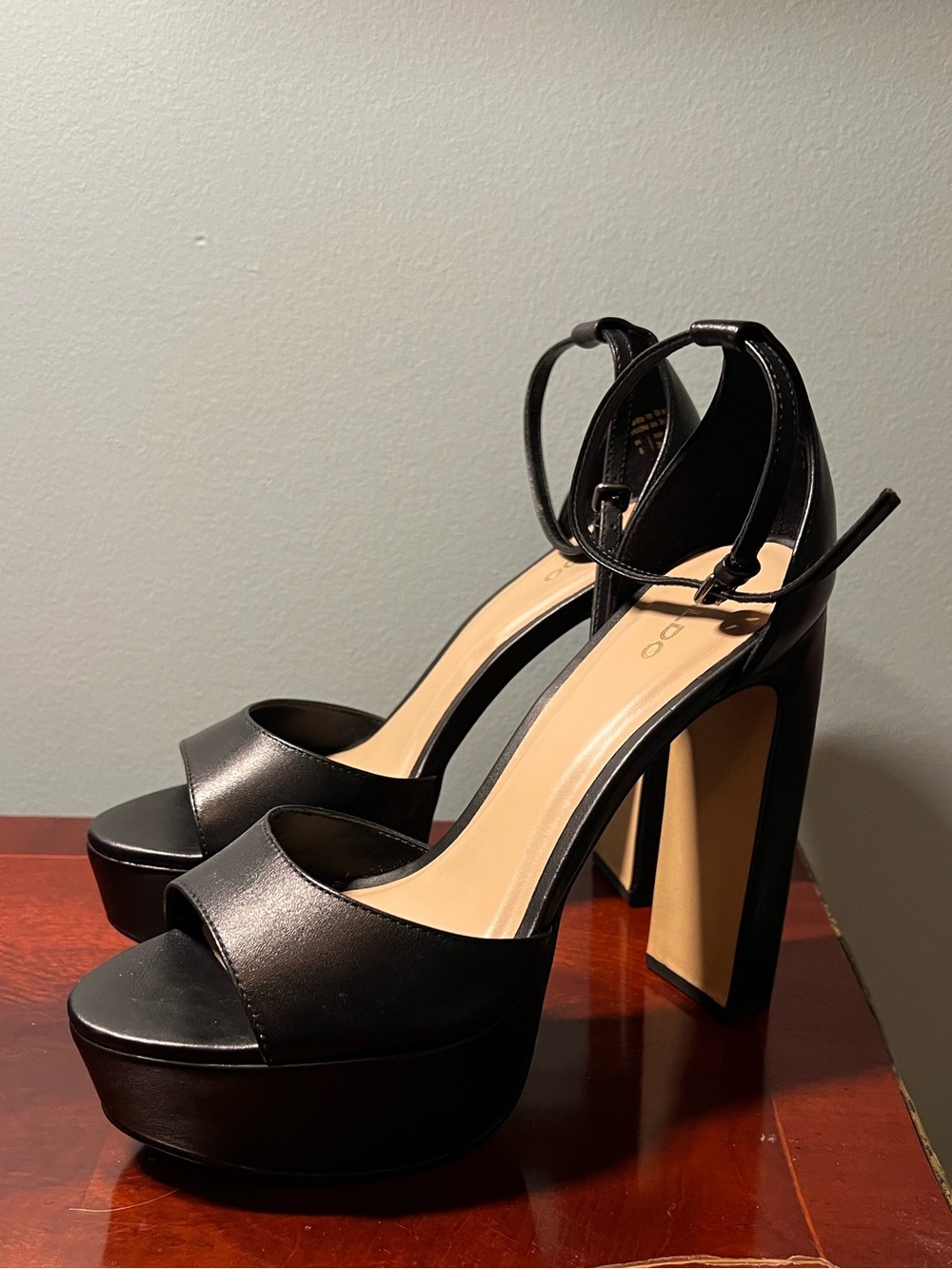 Black Platform Ankle-Strap High Heels